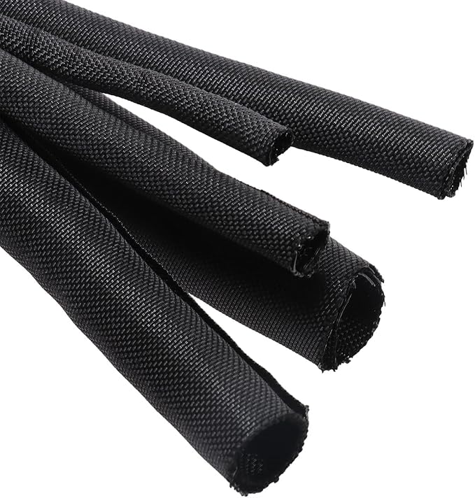 Sonoreboom Braided Wire Loom Mesh Woven Black Split Sleeving by Sunnarepoon