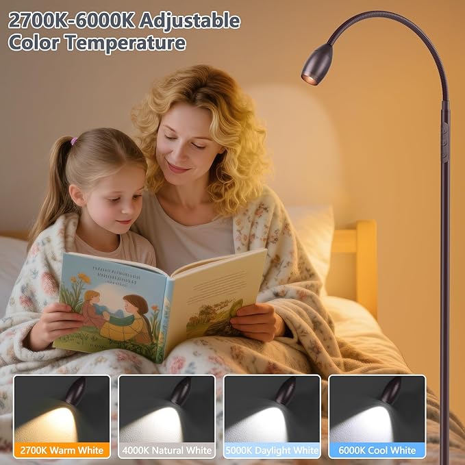 Reading Floor Lamp, Dimmable Zoomable Spotlight, Adjustable Color Beam Standing - Image 4