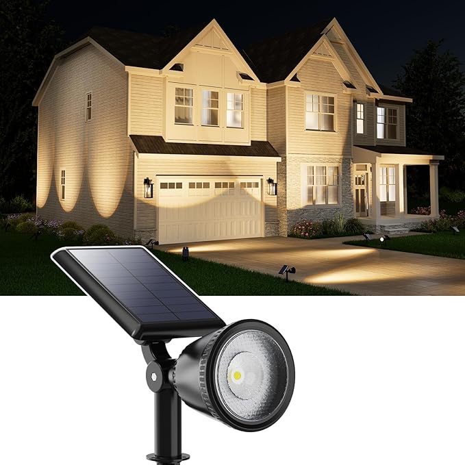 Solar Powered Spot Lights Outdoor Waterproof Super Bright LED Yard Spotlights by FALOVE