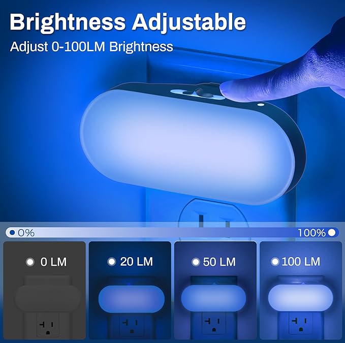 DORESshop Blue Night Light, Auto On/Off, 0-100 LM Adjustable Brightness - Image 3