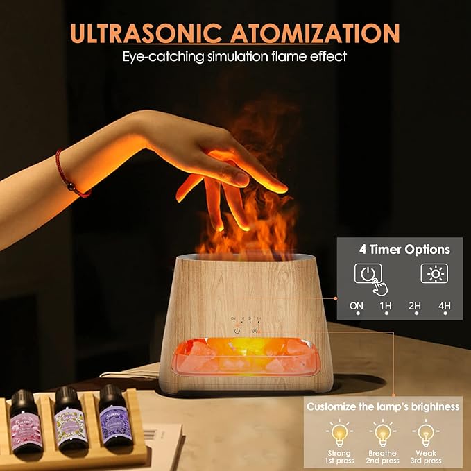 SALKING 2-in-1 Ultrasonic Essential Oil Diffuser & Himalayan Salt Lamp - Image 4