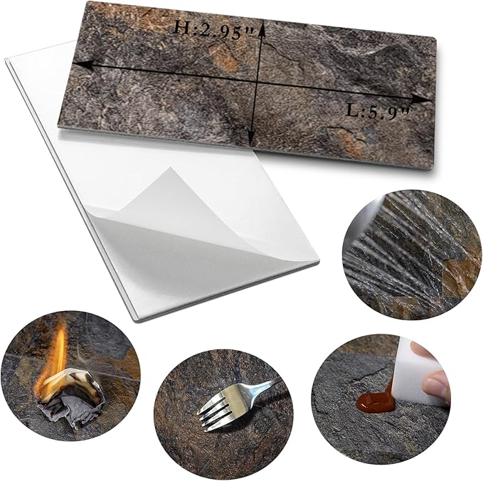 AULIGET 100 Piece Rust Slate Peel and Stick Backsplash Wall Tiles, Laundry Room - Image 5