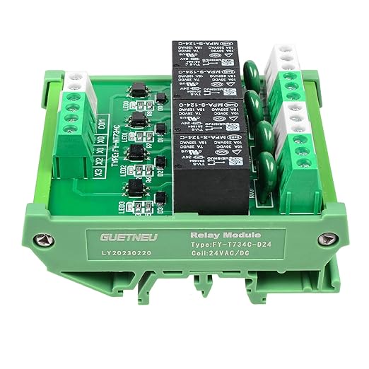 GUETNEU Relay Board, Relay Module 4 Channel 1 SPDT DIN Rail Mount 24V DC/AC - Image 4