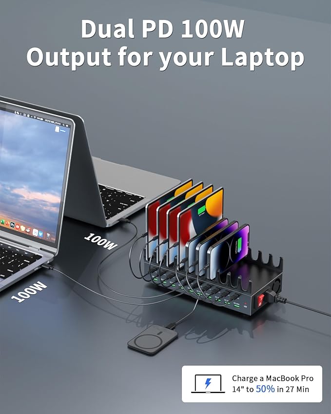 690W Charging Station for Multiple Devices, 20-Port USB C Fast Charging Station - Image 4