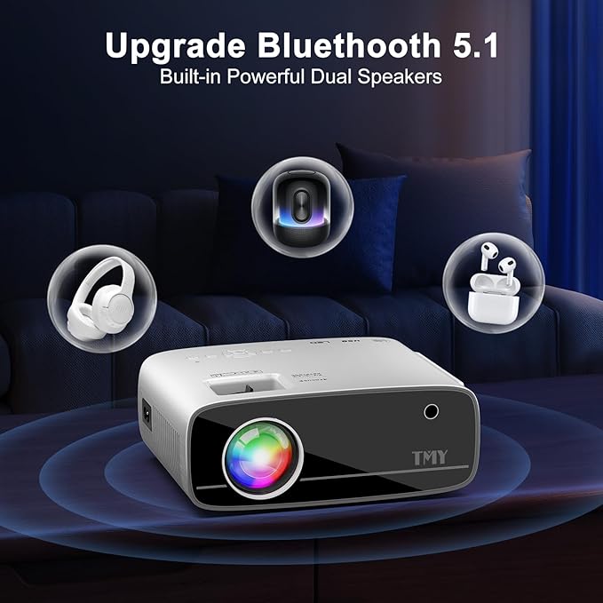 TMY Projector with WiFi and Bluetooth, Native 1080P Mini Projector, Portable - Image 4