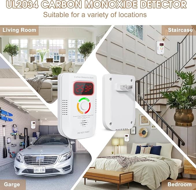 2 Pack Carbon Monoxide Detector, Plug-in Wall Carbon Monoxide Gas Detector - Image 6