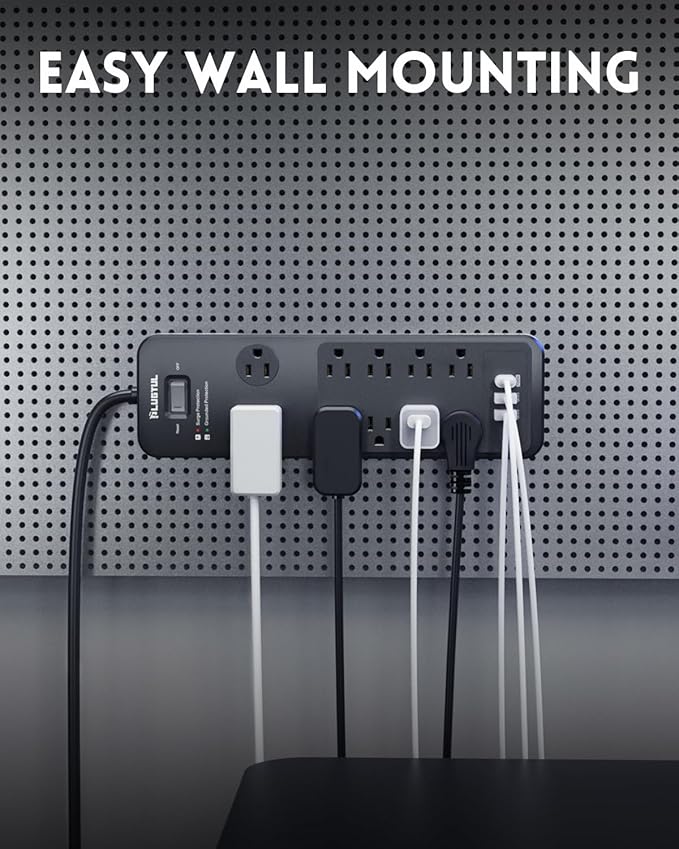 Surge Protector Power Strip 15FT, PLUGTUL Surge Protector - Image 7