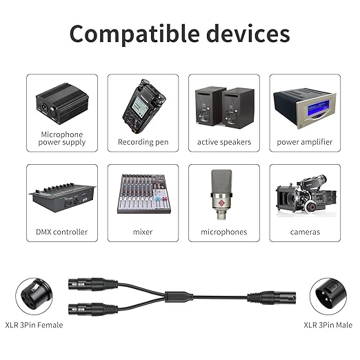 2 Pack XLR Splitter Cable, 1 Maleto 2 Female, 1.5FT Stereo Mic to L&R Audio - Image 2