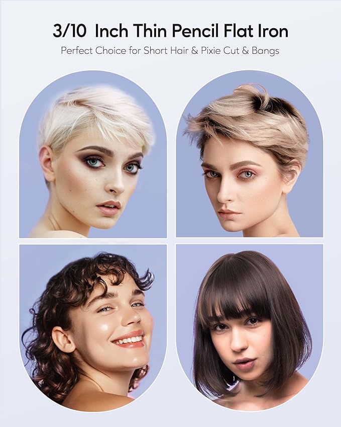 Wavytalk Small Flat Iron for Short Hair/Pixie Cut/Bangs/Edges, 3/10" Pencil - Image 6