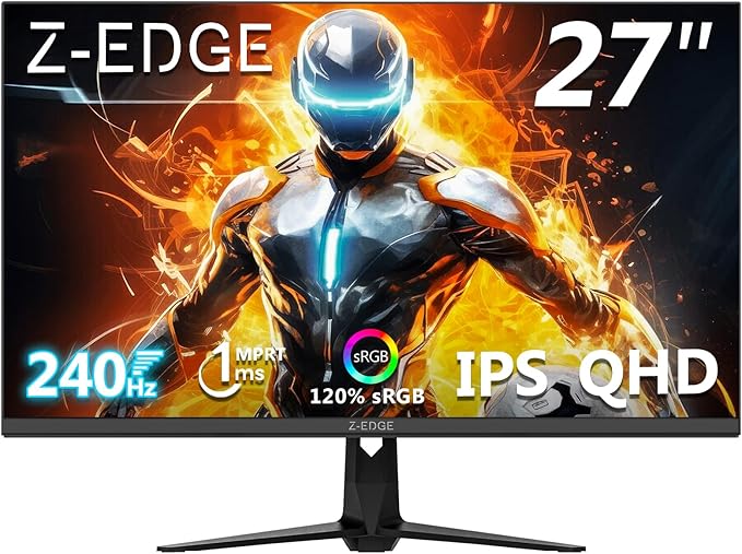 Z-Edge 27 Inch 240Hz Gaming Monitor, 2K QHD 1440P, Fast IPS Computer Monitor by ZZ-EDGE