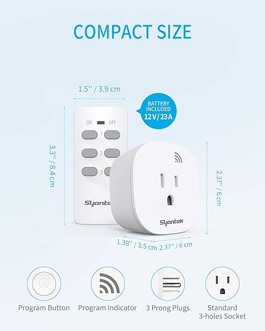 Syantek Remote Control Outlet Wireless Light Switch - Image 8