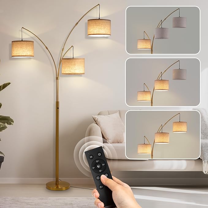 Fansdrick Gold Floor Lamps for Living Room, Super Bright Arc Floor Lamp by Fansdrick