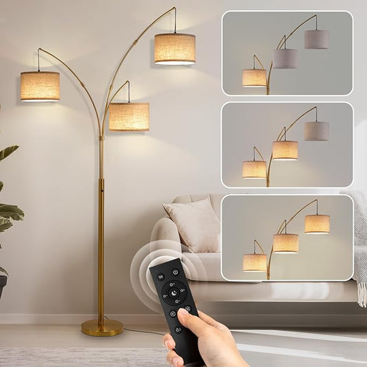 Fansdrick Gold Floor Lamps for Living Room, Super Bright Arc Floor Lamp by Fansdrick