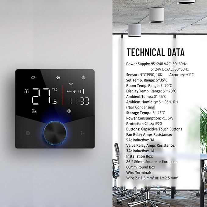 WiFi Central AC Thermostat Energy Saving Control Wall Mounted Programmable - Image 8