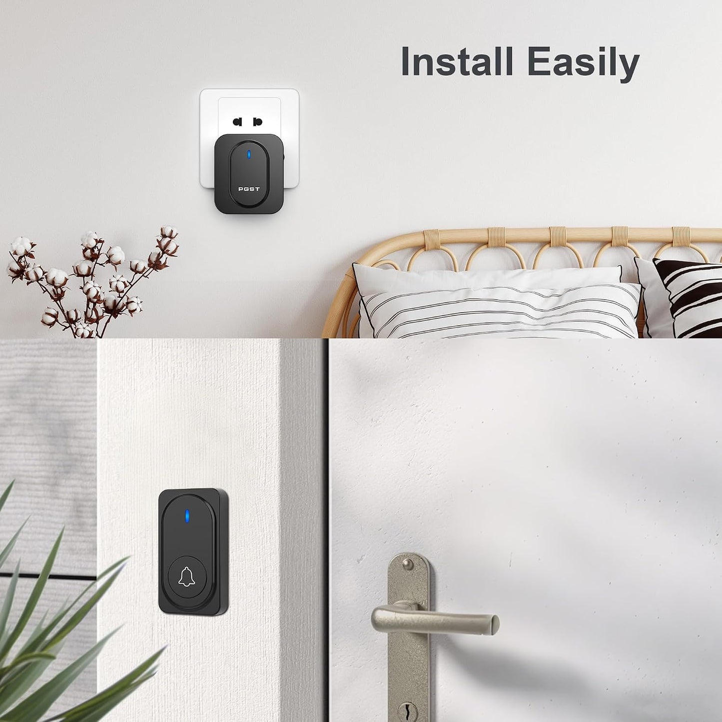 PGST Wireless Doorbell for Home,1000Ft Range & 36 Chimes Battery Doorbell | Works Right Out of the Box,Easy installation,7-Level Volume Control,Waterproof Door Bell,Memory Function,for Home/Kids/Office
