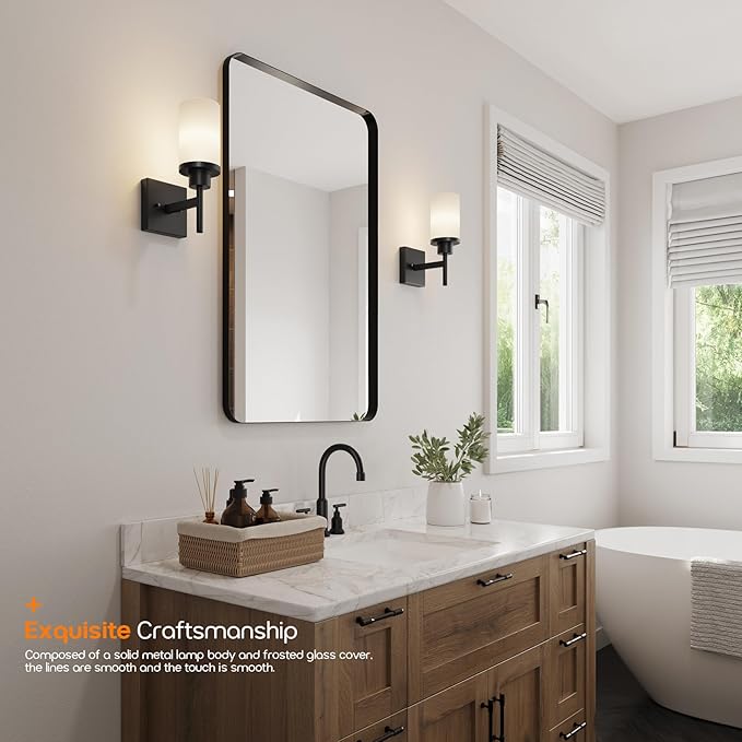 AONEON Wall Light Fixtures Matte Black Bathroom Vanity Lights Over Mirror - Image 8