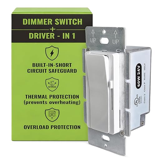 Select LED 60W 24V DC Driver and Dimmer Light Switch, 120VAC Decora Dimmer by selectlighting