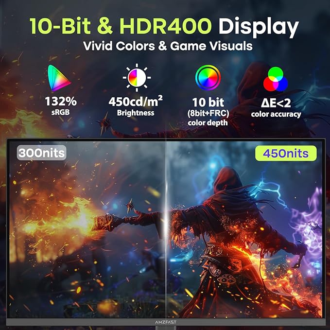 Amzfast 27 Inch Gaming Monitor 200Hz WQHD 2k 2560 x 1440p Monitor, Built-in - Image 7