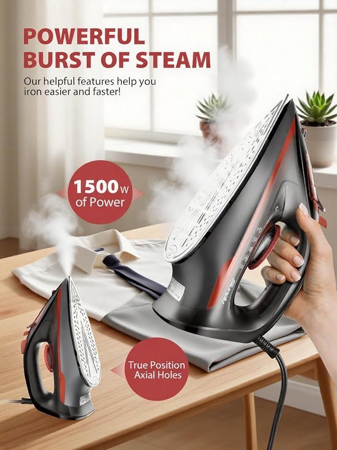 Irons Steamer for Clothes, Non-Stick Ceramic Soleplate, 500 Microsteam Holes - Image 2