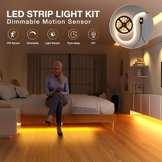 Sensky 19.7ft/6m Motion Activated LED Strip Light Kit Flexible LED Strip Motion - Image 6
