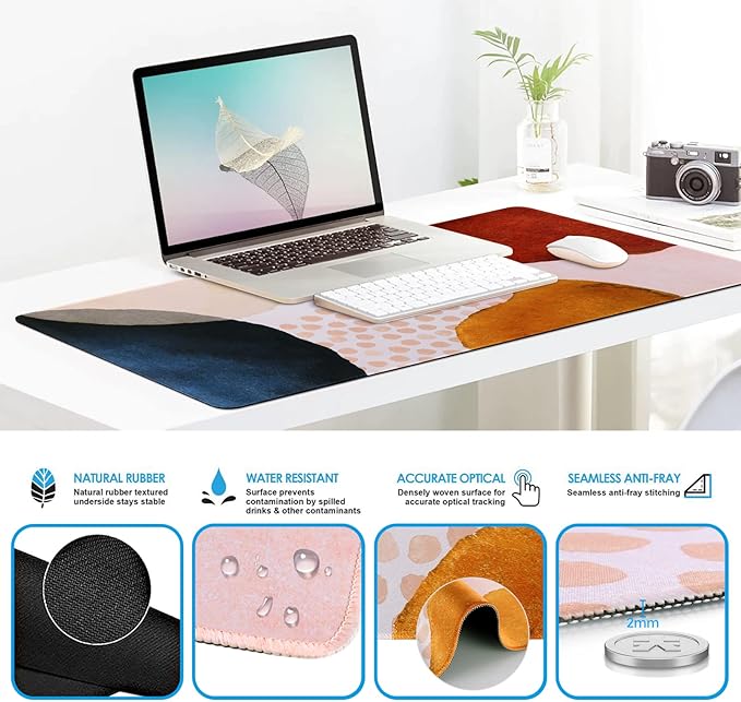 iCasso Desk Mat, Gaming Mouse Pad Wrist Support Set, 4in1 XXL Large Mousepad + - Image 6