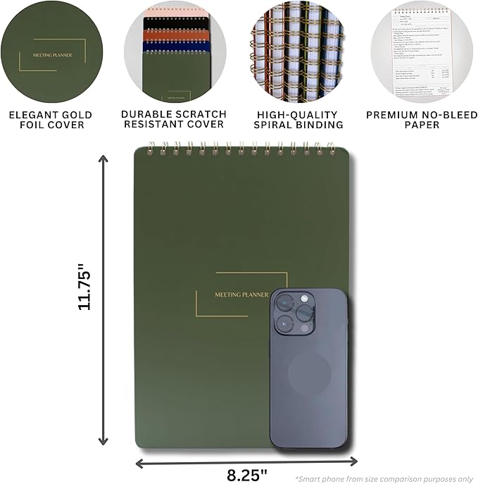 | Meeting Notebook for Work | 8.25" x 11.75" | Project Planner | Simple Design - Image 3