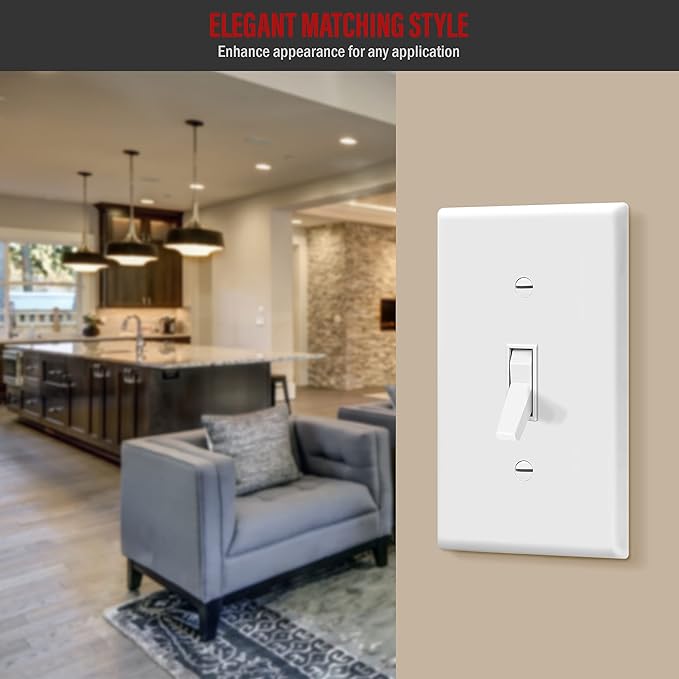 ENERLITES Toggle Light Switch Wall Plate, Gloss Finish, Standard Size 1-Gang - Image 4