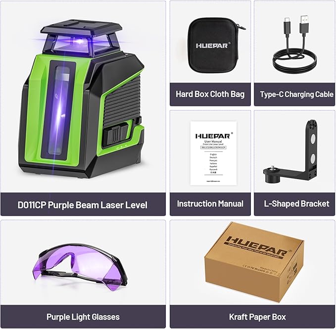 360° Laser Level, HUEPAR 82-165Ft 3 Brightness Levels Self Leveling Laser Level - Image 8