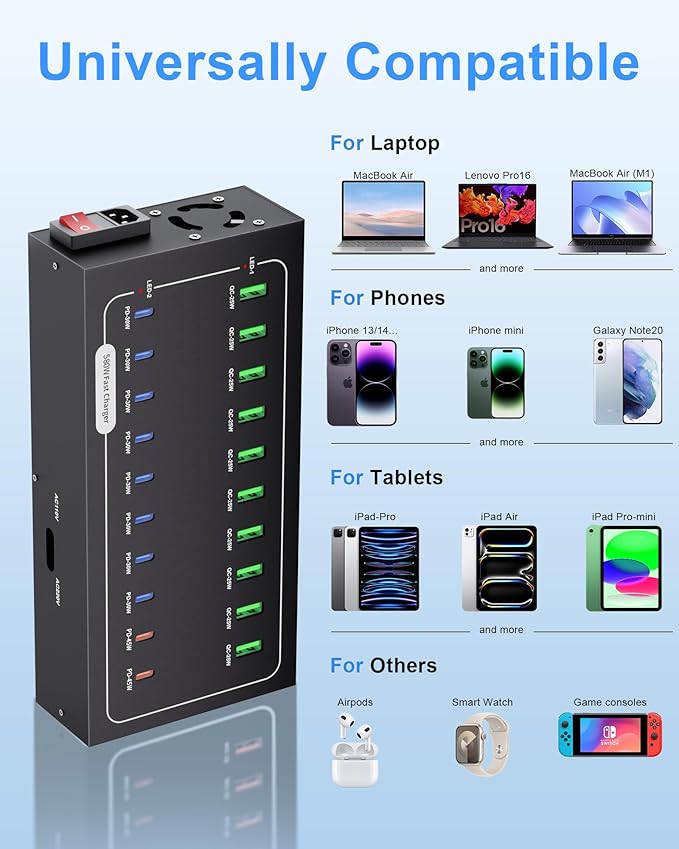 580W USB Charging Station, 20 Port Fast Charging Station - Image 7