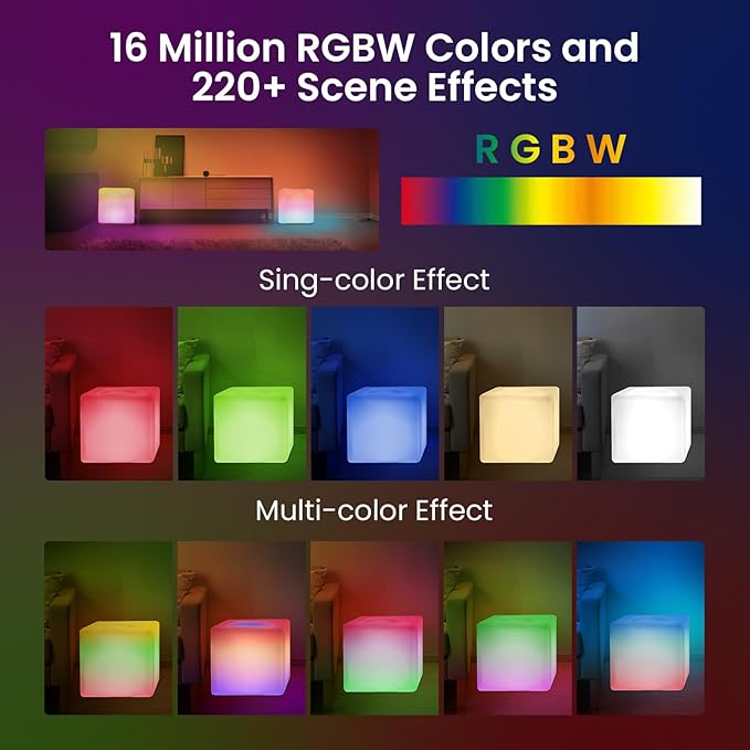 LOFTEK 12-inch Smart Cube Lights: RGBW 16 Million Colors Changing Floor Lamp - Image 3