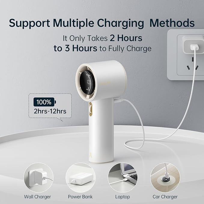 JISULIFE Portable Handheld Fan, Speed Adjustable Turbo Mini and 3600mAh Battery - Image 7