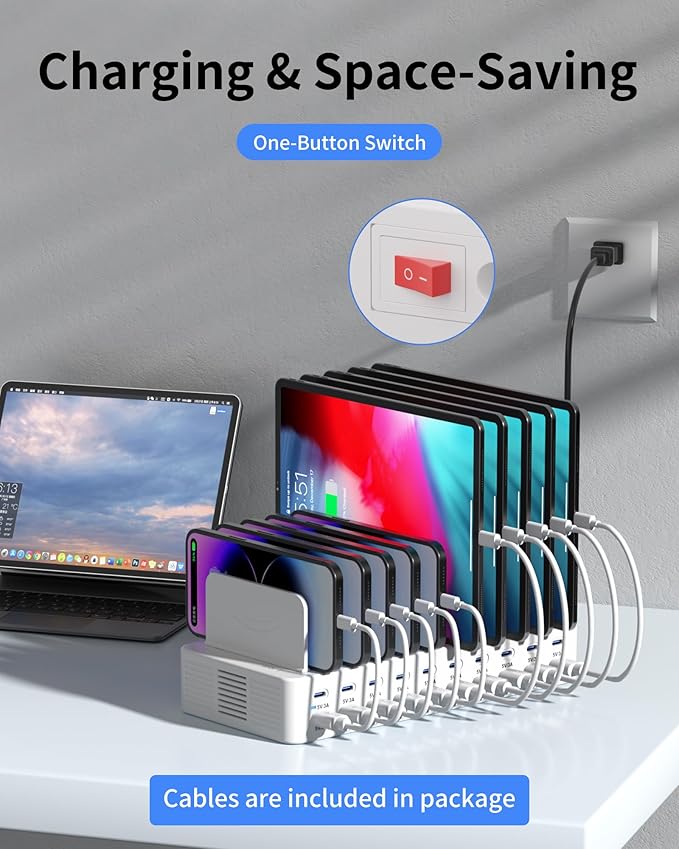 270W Charging Station for Multiple Devices, 20-Port USB Fast Charging Station - Image 7