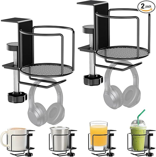 2-in-1 Desk Cup Holder, Anti-Spill Table Water Bottle Holder, Clamp On Table by ZMHH
