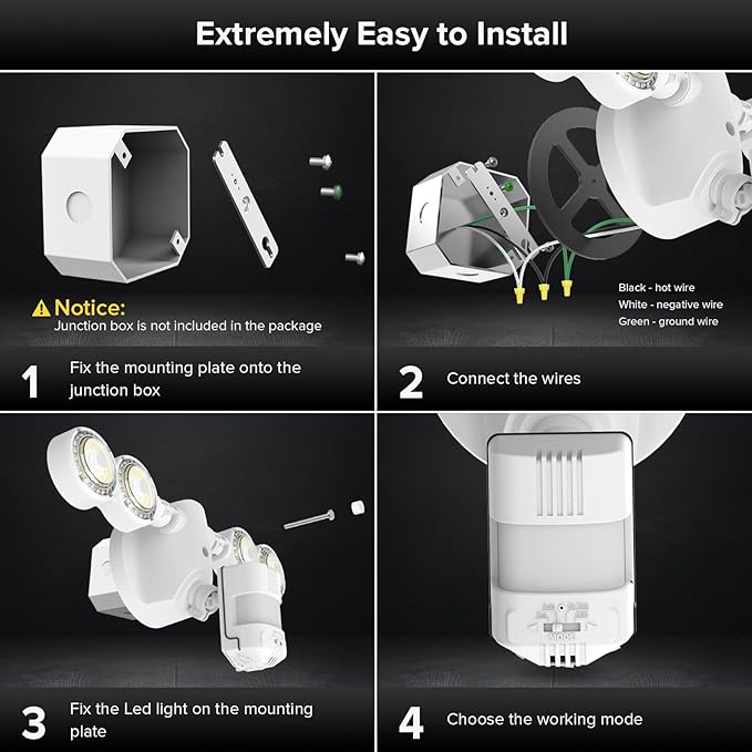 SANSI 40W 5000 LM LED Motion Sensor Outdoor Lights 5000K Daylight Super Bright - Image 7