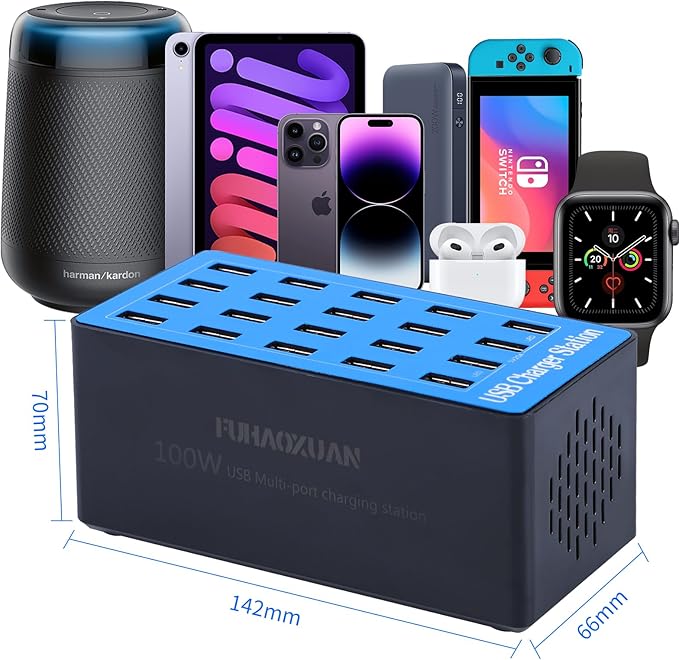 USB Charging Station, 100W 20-Port Multi Device Charger - Image 3