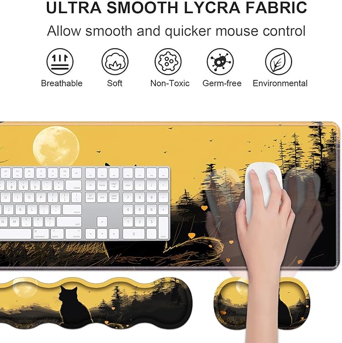 Ergonomic Keyboard Wrist Rest & Mouse Pad Wrist Rest Set, Large XXL Gaming Desk - Image 3