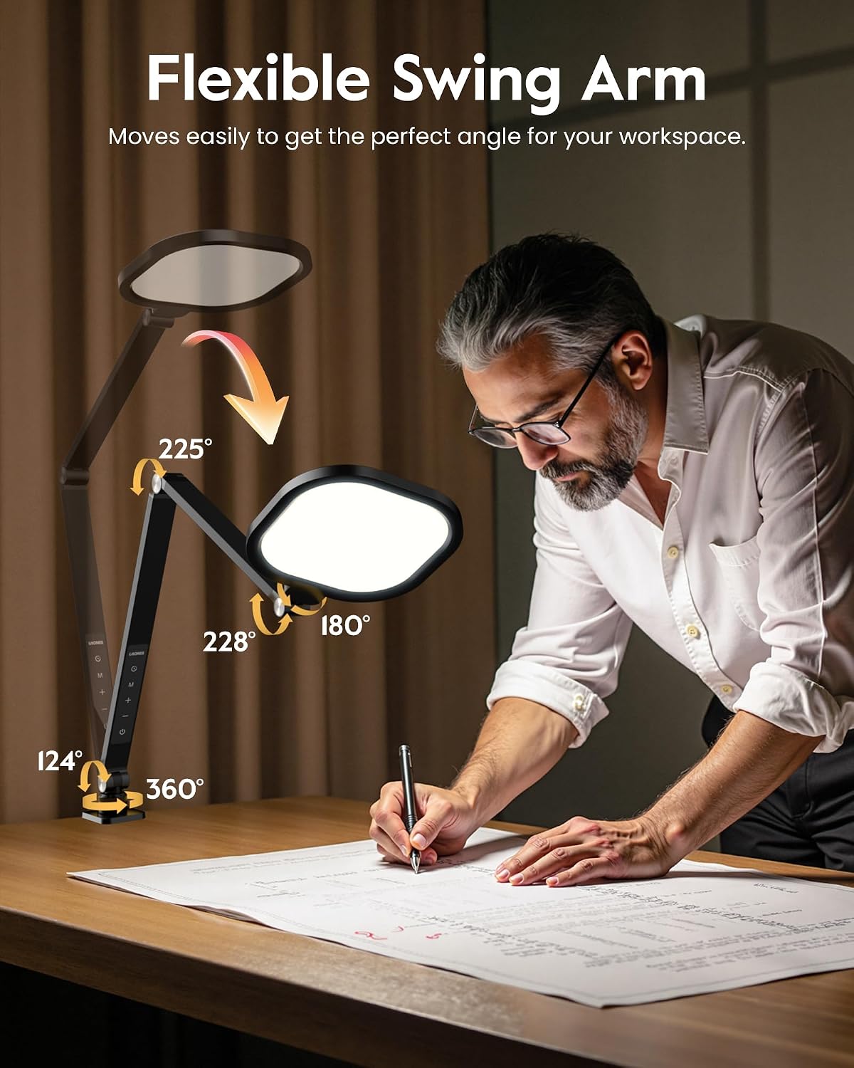 LED Desk Lamp for Home Office with Clamp, Remote, 30 Modes | Eye-Care, Pro Lighting for Zoom Meeting, Video Streaming, Recording, Flexible Arm, Memory, 2000LM, CRI 97.8