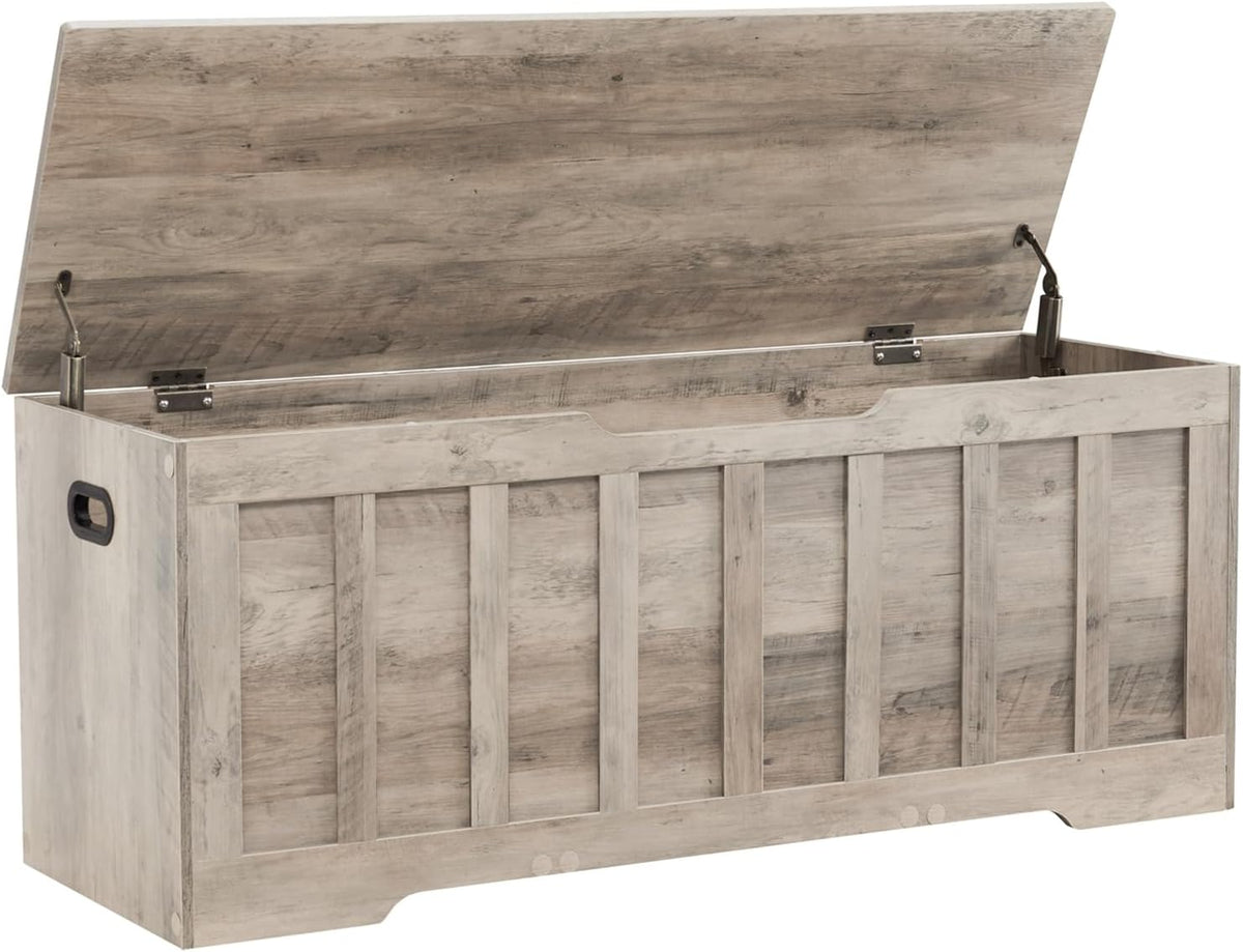 vankiley 47.2" storage chest extra large,wooden storage bench(greige)., main product view