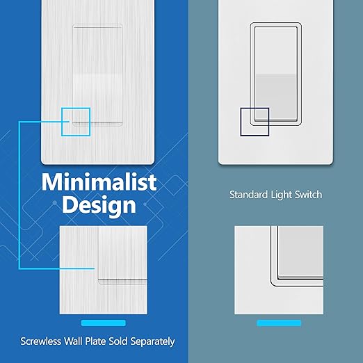 LIDER Brushed White Minimalist Design Decorator Switch, Frameless Paddle Wall - Image 5