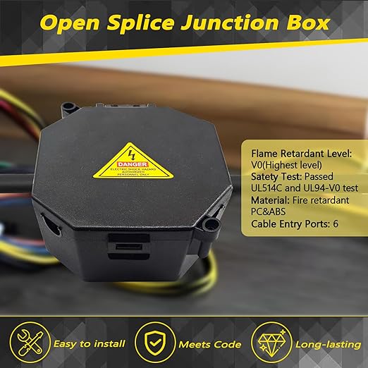 MIARALA Black Open Splice Junction Box, Splice Box Wire Electrical Junction Box - Image 2
