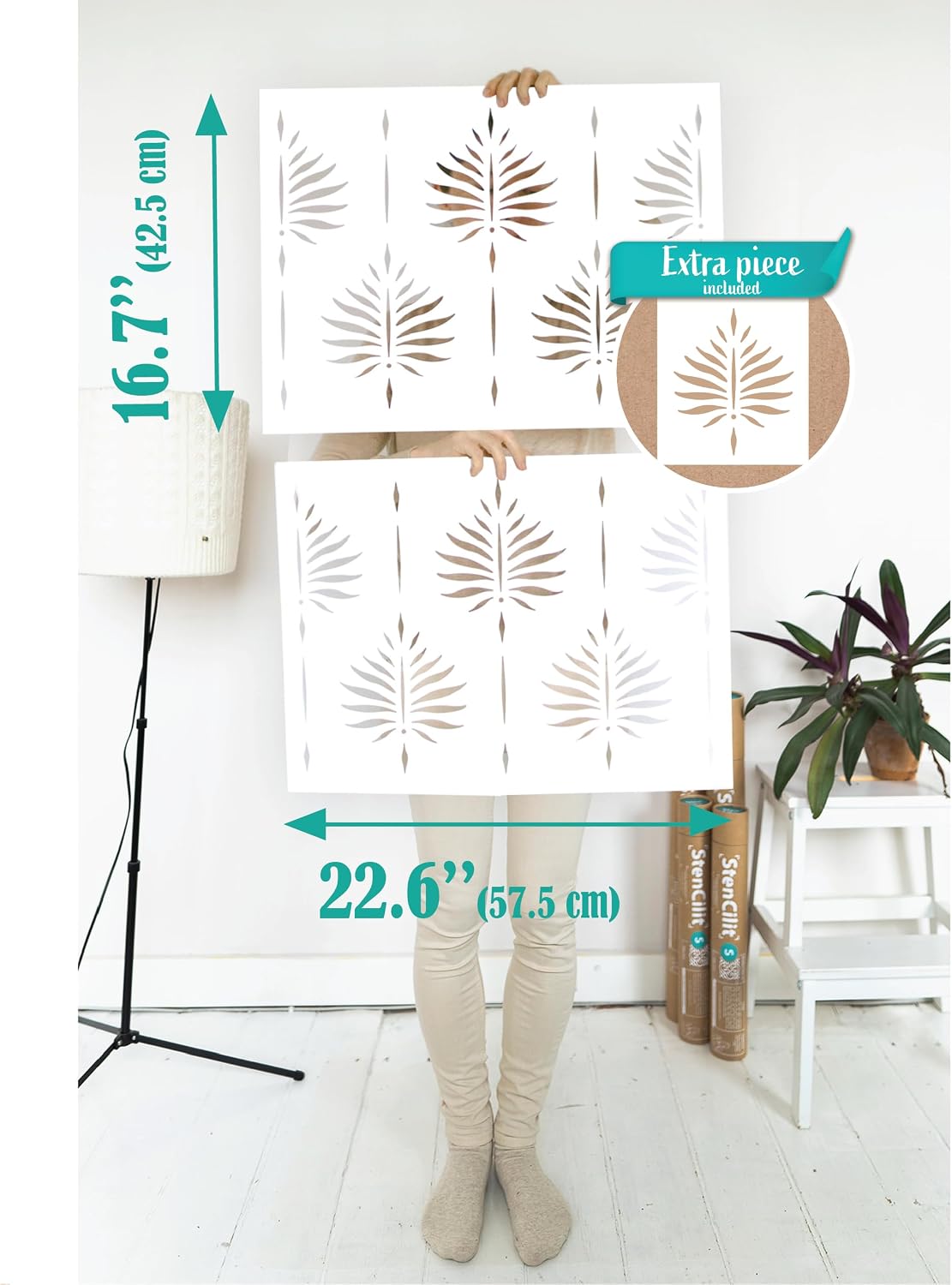 STENCILIT® Fern Wall Stencil for Painting - 2 Pack of 17 x 22.5 in Stencil, Wall Stencils for Painting Large Pattern, Modern Large Wall Stencils