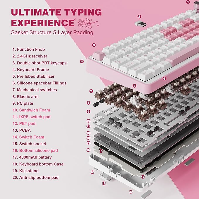 YUNZII B75 PRO Wireless Mechanical Keyboard, 75% Layout - Image 4