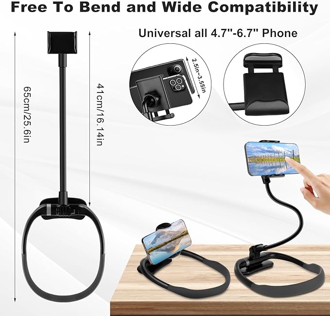Cell Phone Stand, Neck Cell Phone Holder, Hand Free Flexible Gooseneck Phone - Image 4