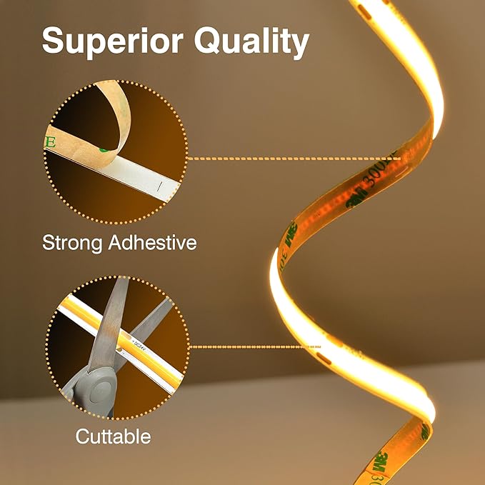 Pandery COB LED Strip Lights Warm White, 24V Dimmable led Light Strip KIT - Image 5