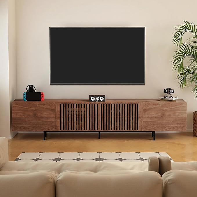 Pajiasen 94.48″ Mid Century Modern Walnut TV Stand - Image 3