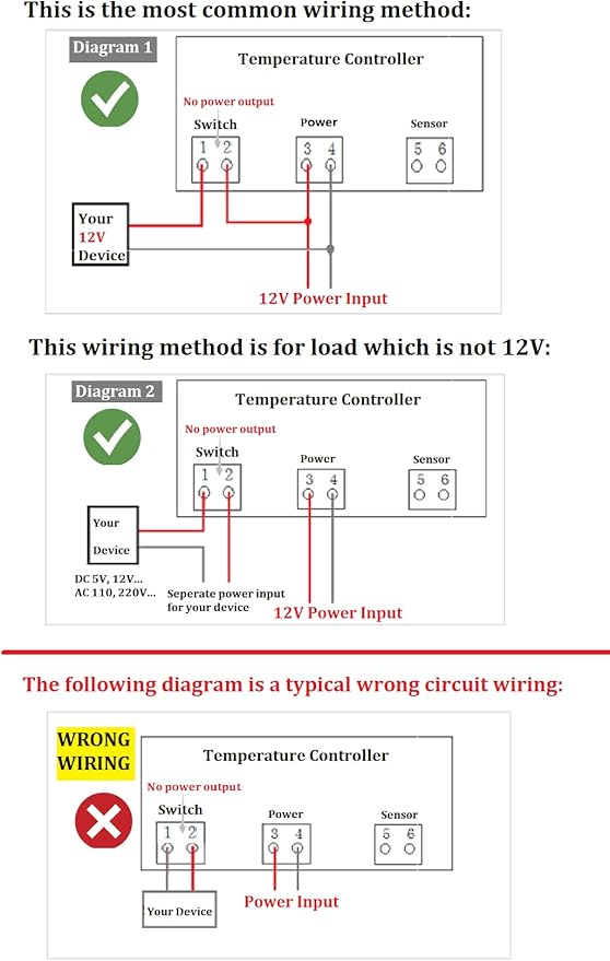 bayite DC 12V Fahrenheit Digital Temperature Controller 10A 1 Relay - Image 4