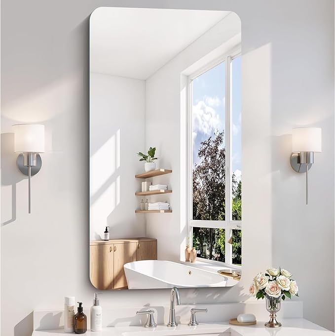 CILIBER Frameless Wall Mirror, HD Shatterproof Vanity Mirror by CILIBER