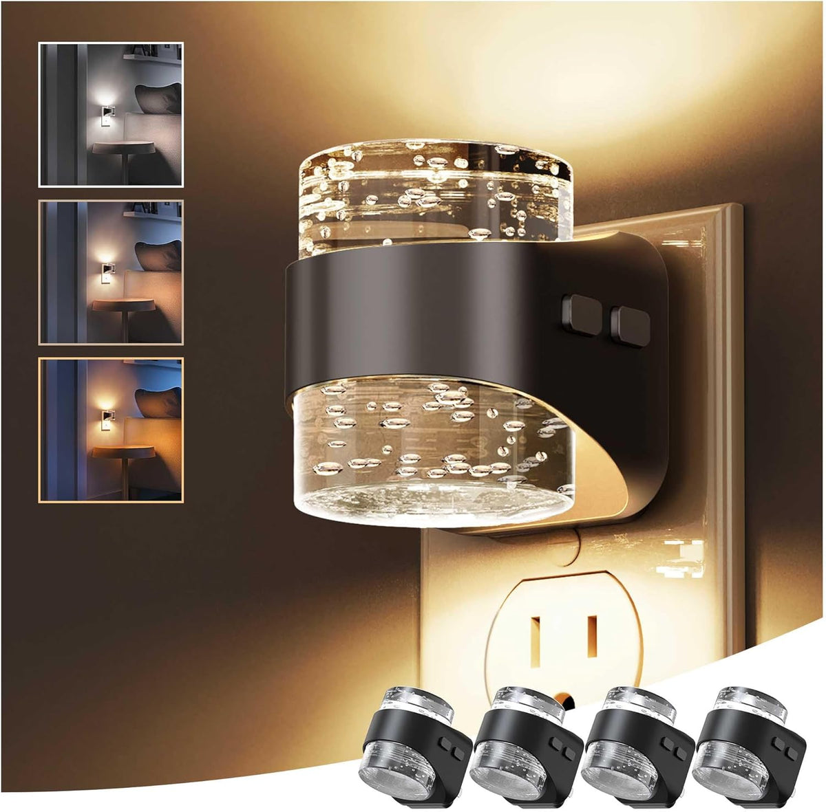 L LOHAS LED Night Light, Bubble Night Lights Plug into Wall, 4 Pack