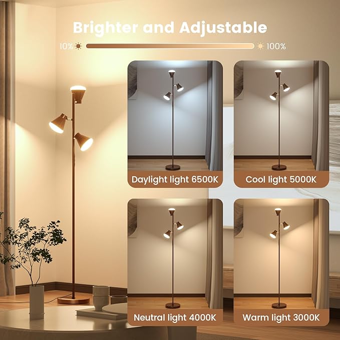 SIBRILLE 36W LED Tree Floor Lamp, Dimmable Tall Standing Lamp - Image 4
