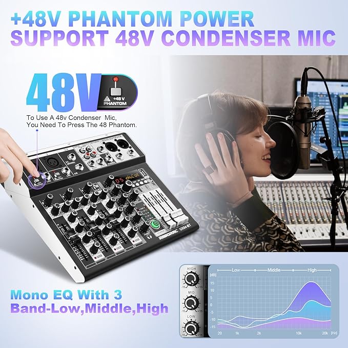 4 Channel Audio Interfacer DJ Mixer Sound Board 16-Bit DSP Effect USB Audio - Image 5